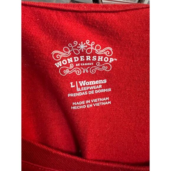 Feliz Navidad Christmas Wonder Nation Sleepwear Shirt Womens Size Large Red - Picture 3 of 3